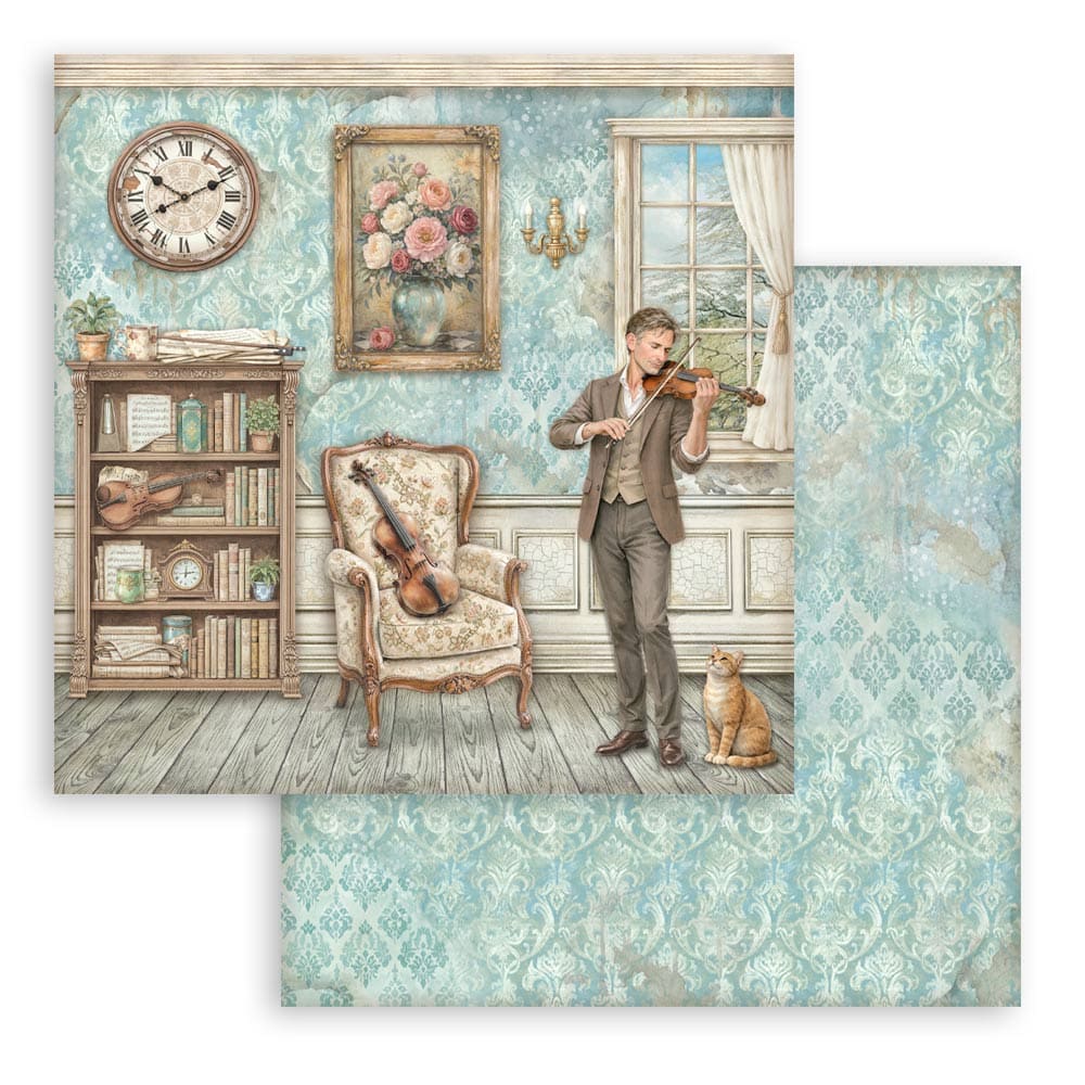 Scrapbookingpapper - Double faced - Symphony - 27 - Stamperia - Tidformera