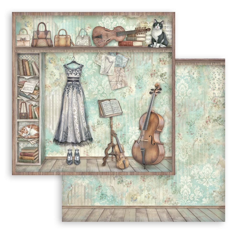 Scrapbookingpapper - Double faced - Symphony - 13 - Stamperia - Tidformera