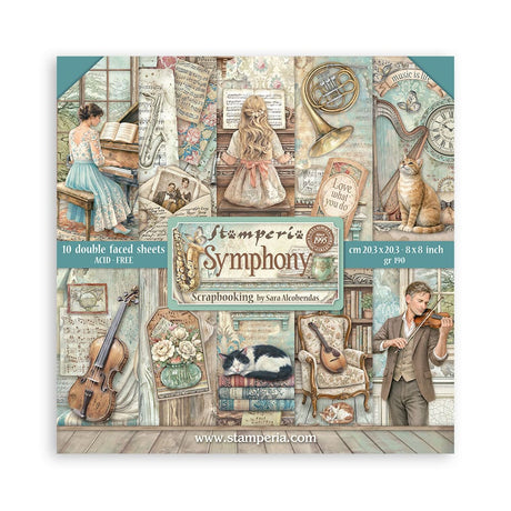 Scrapbookingpapper - Double faced - Symphony - 1 - Stamperia - Tidformera