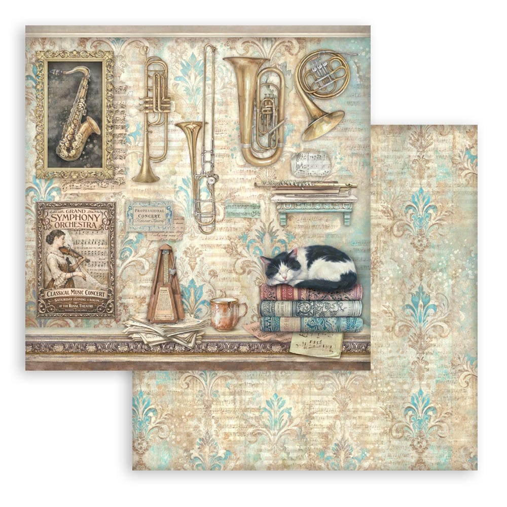 Scrapbookingpapper - Double faced - Symphony - 24 - Stamperia - Tidformera