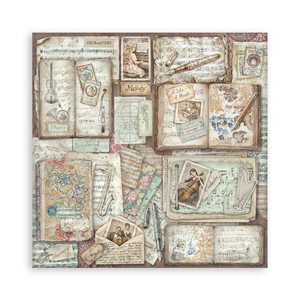 Scrapbookingpapper - Double faced - Symphony - 12 - Stamperia - Tidformera