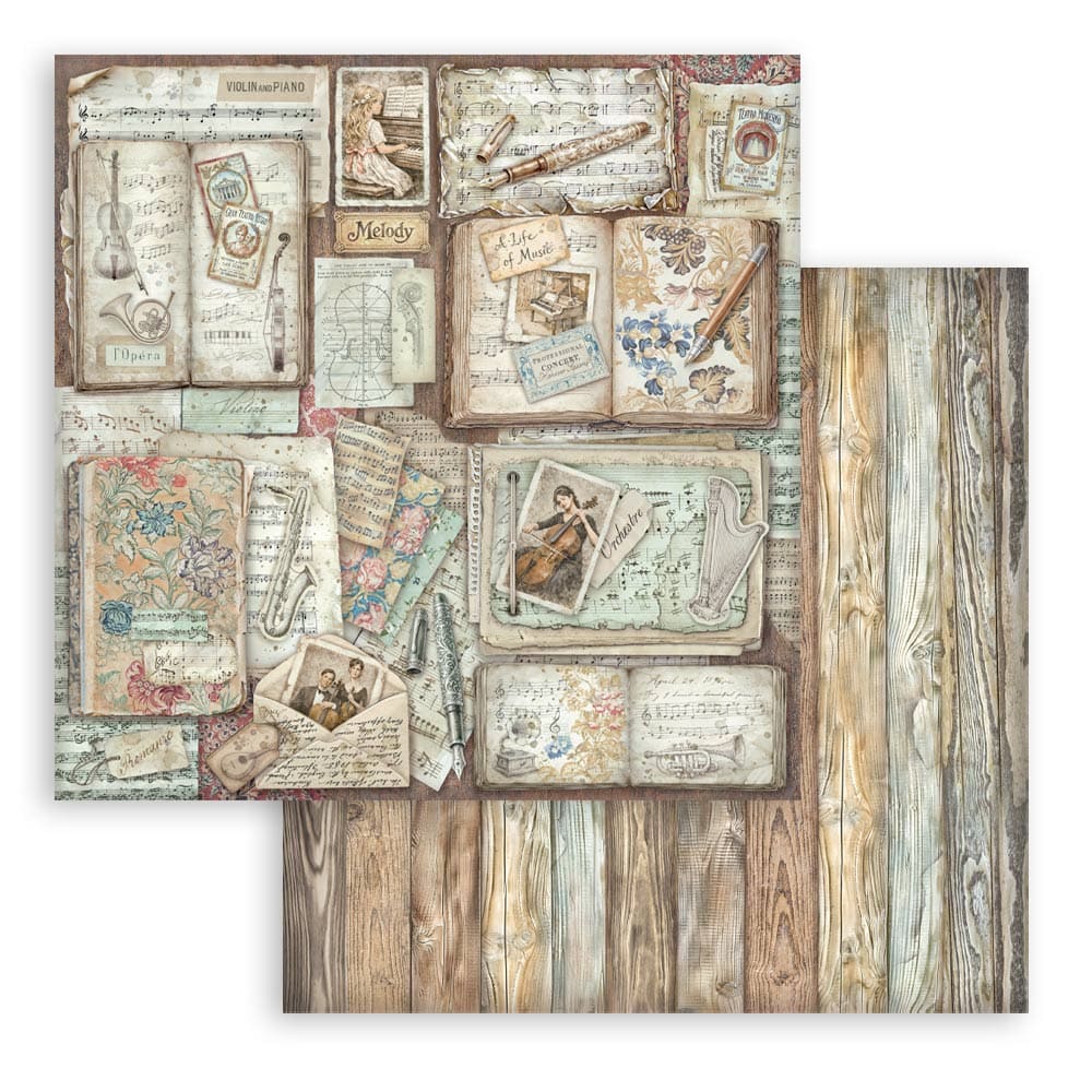 Scrapbookingpapper - Double faced - Symphony - 11 - Stamperia - Tidformera