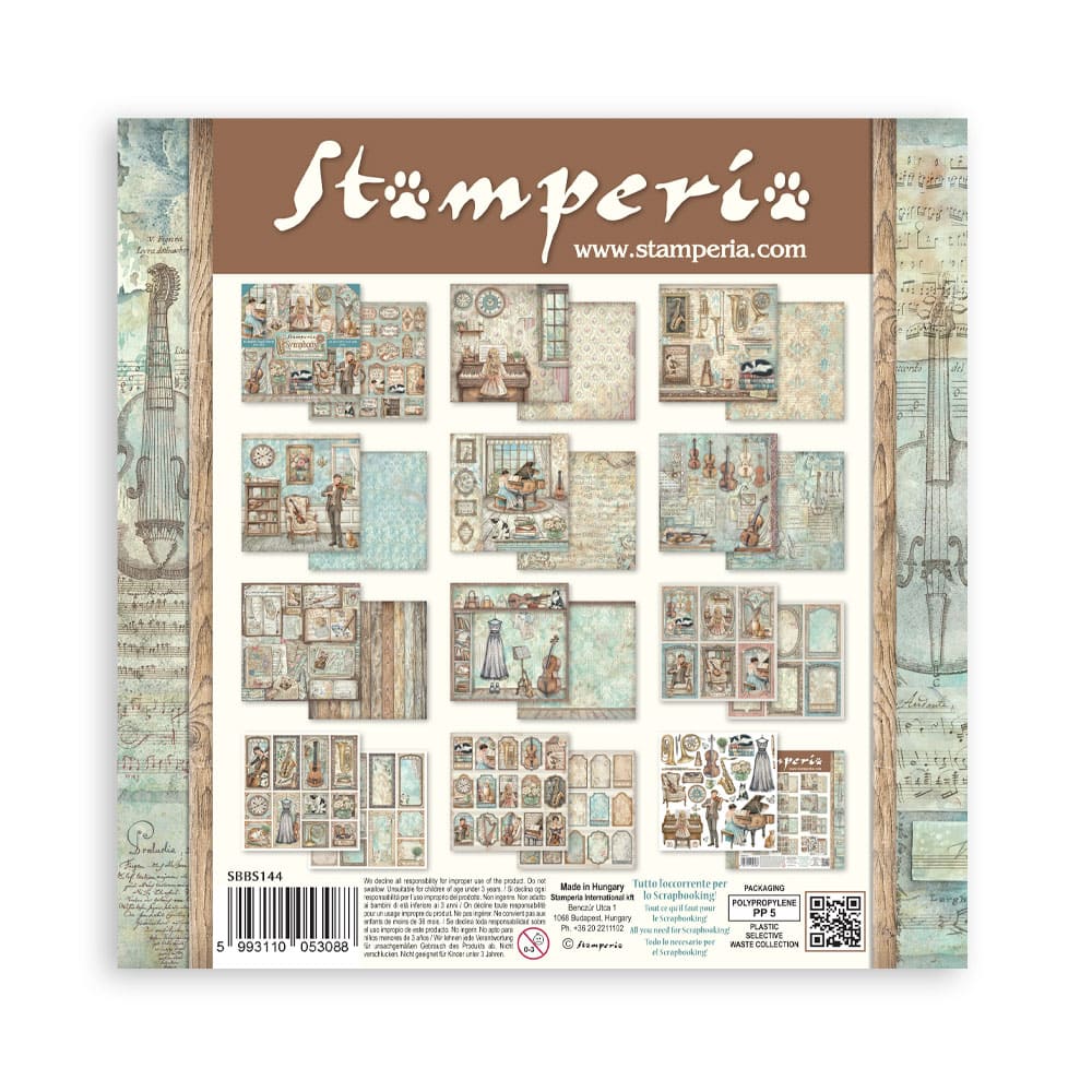 Scrapbookingpapper - Double faced - Symphony - 30 - Stamperia - Tidformera