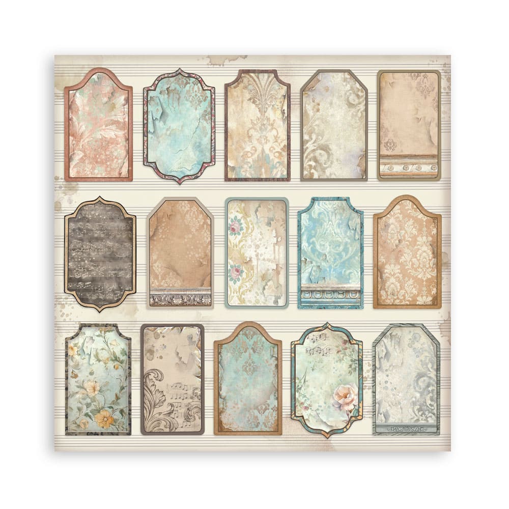 Scrapbookingpapper - Double faced - Symphony - 4 - Stamperia - Tidformera