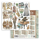 Scrapbookingpapper - Double faced - Symphony - 6 - Stamperia - Tidformera