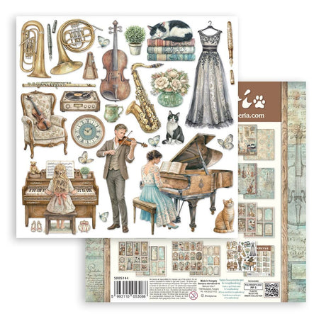 Scrapbookingpapper - Double faced - Symphony - 6 - Stamperia - Tidformera