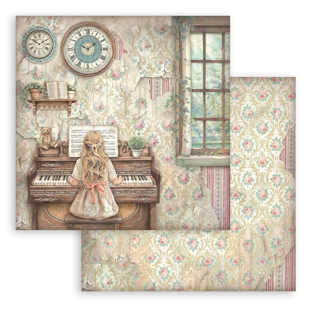 Scrapbookingpapper - Double faced - Symphony - 21 - Stamperia - Tidformera