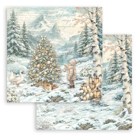 Scrapbookingpapper - Double faced - White Christmas - 18 - Stamperia - Tidformera