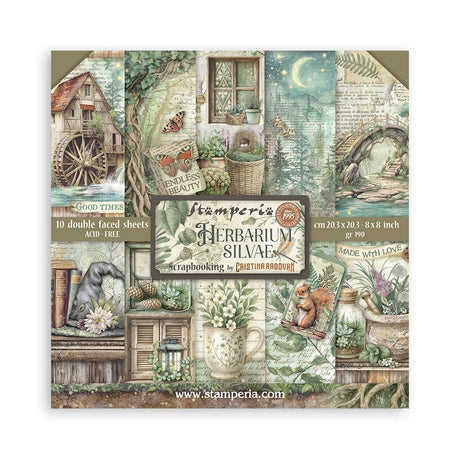 Scrapbookingpapper - Herbarium Silvae - Double faced - 1 - Stamperia - Tidformera