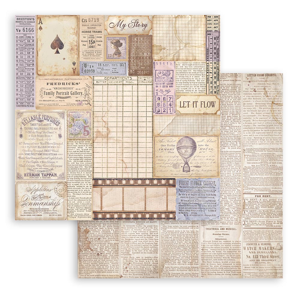 Scrapbookingpapper - Quiet Days - Double faced - 9 - Stamperia - Tidformera