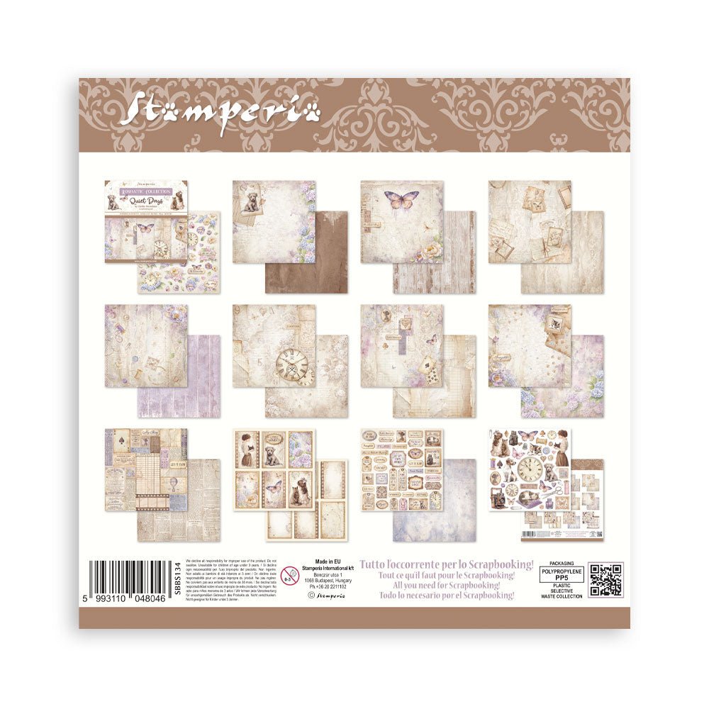 Scrapbookingpapper - Quiet Days - Double faced - 12 - Stamperia - Tidformera