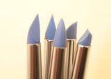 Silicon brush set 5 - pack - D 11 mm från Kreator Studio. Närbild på spetsar på silikonpenslar. Olika modeller.  - Tidformera