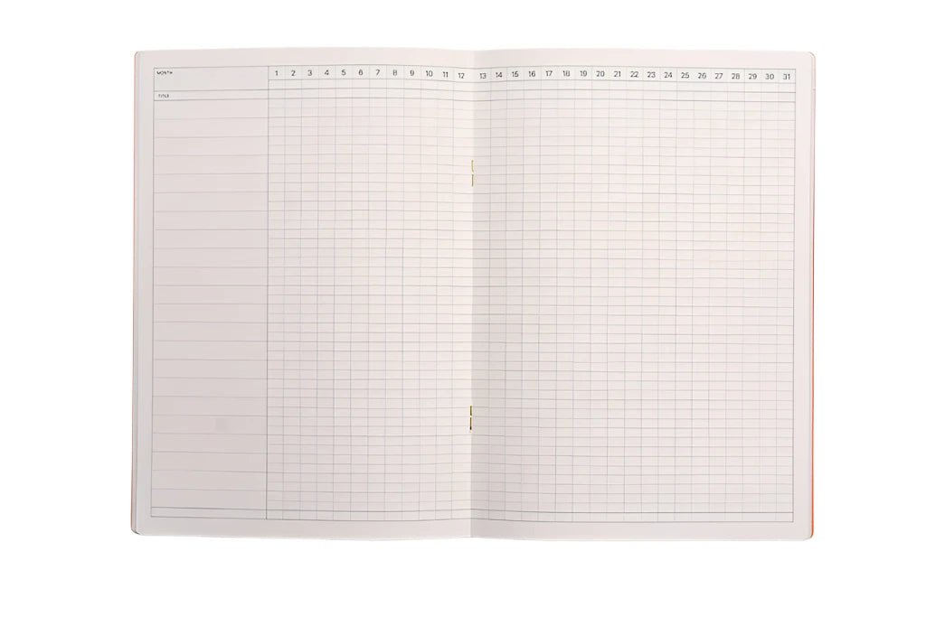 Skrivhäfte - Gantt Chart från Laconic - Ett uppslag i skrivboken Gantt Chart.  Tidformera