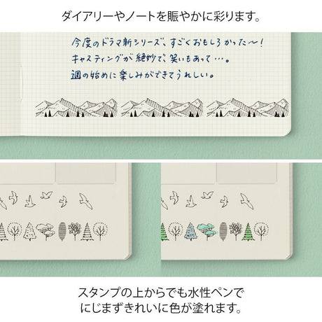 Stämpel Paintable Stamp Roller - Forest Landscape - 4 - Midori - Tidformera