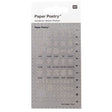 Stencil Paper Poetry Liten - Food från Rico Design. Förpackning med en stencil i plast. Motiven är med bestick, muggar, glas, glass, bär, hamburgare, fisk. Bokstäver med Breakfast, Lunch, Dinner. - Tidformera