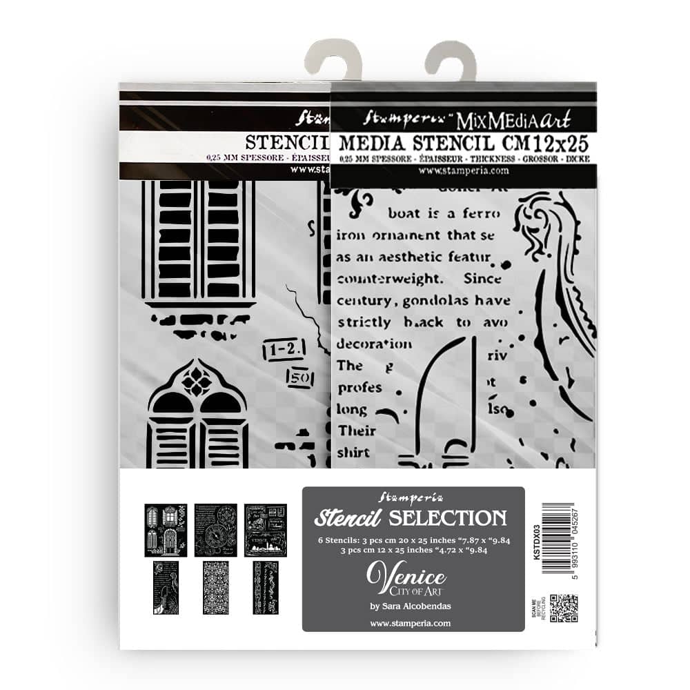 Stencil Selection förpackning med tema Venice City of Art  från Stamperia - Tidformera