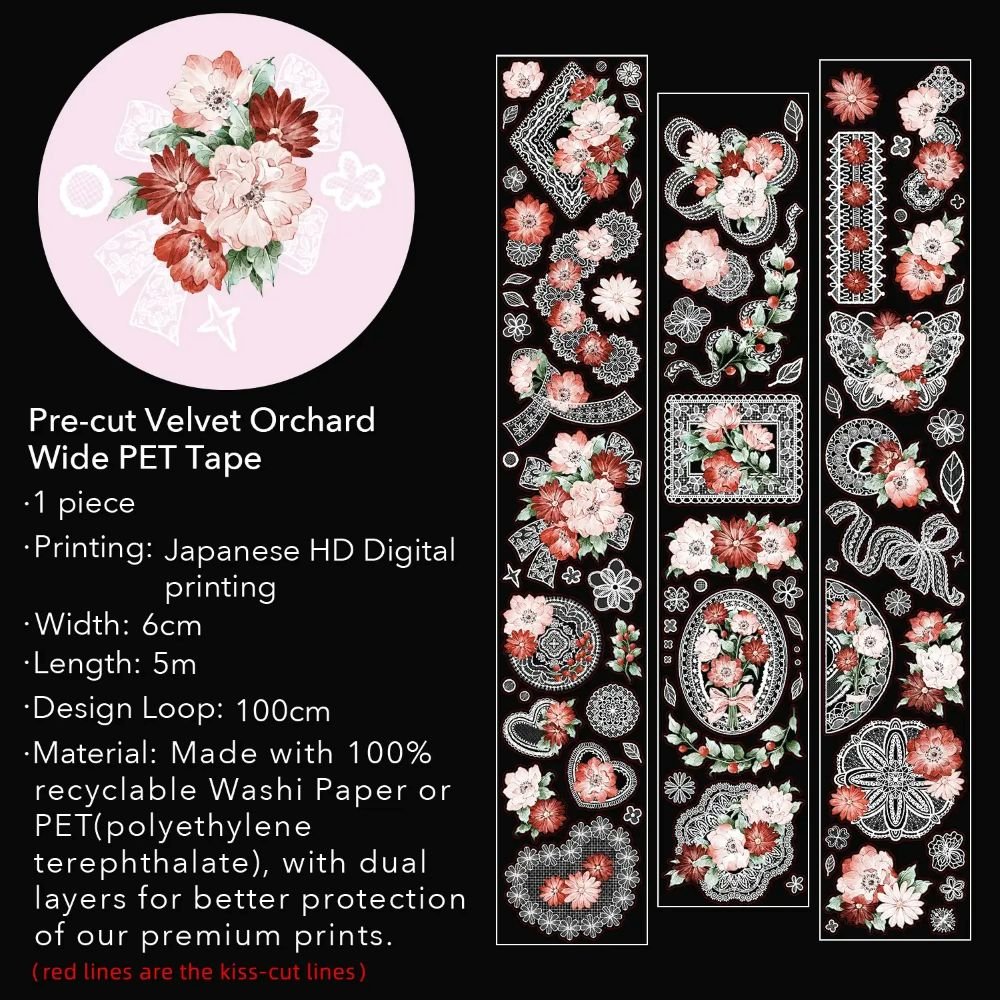 Sticker Pet Tape - Pre-cut - 60 mm - Heirloom Lace - 8 - Washi Tape Shop - Tidformera