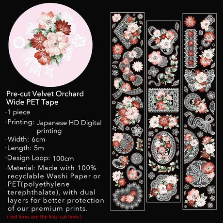 Sticker Pet Tape - Pre-cut - 60 mm - Heirloom Lace - 8 - Washi Tape Shop - Tidformera