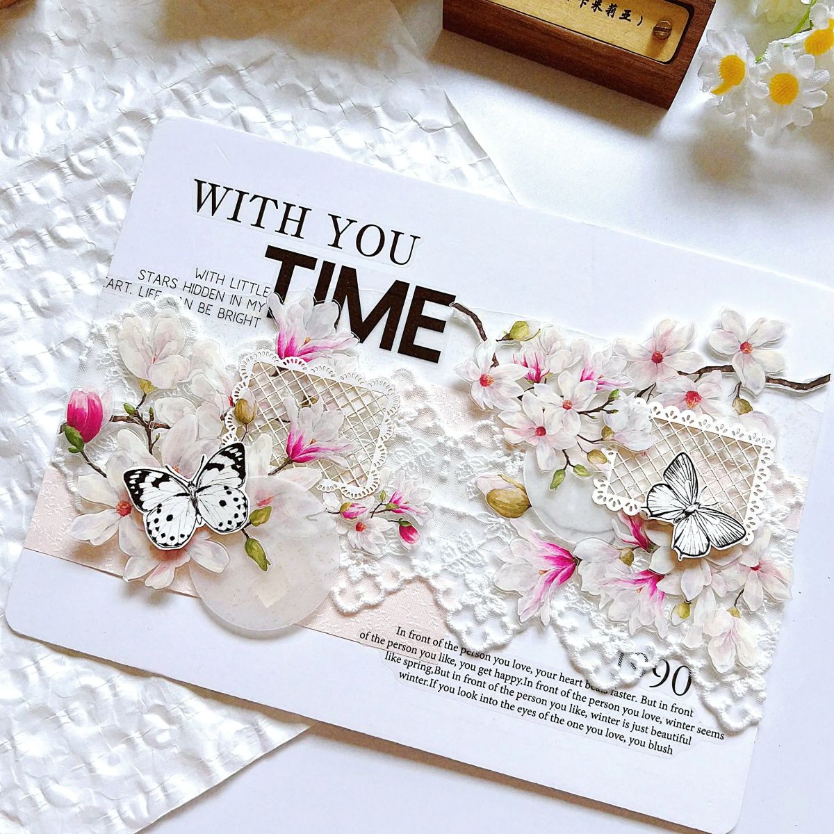 Sticker Pet Tape - Pre-cut - 60 mm - Magnolia Bloom - 3 - Washi Tape Shop - Tidformera