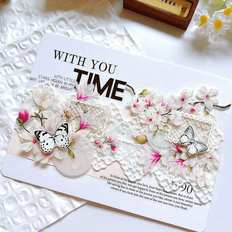 Sticker Pet Tape - Pre-cut - 60 mm - Magnolia Bloom - 3 - Washi Tape Shop - Tidformera
