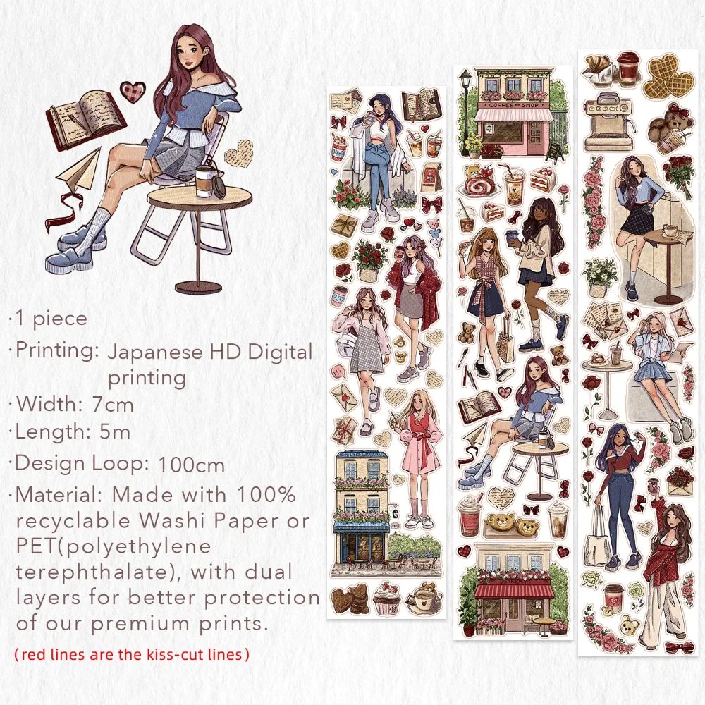 Sticker Pet Tape - Pre-cut 70 mm - Journal Nook - 7 - Washi Tape Shop - Tidformera