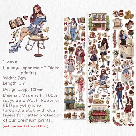 Sticker Pet Tape - Pre-cut 70 mm - Journal Nook - 7 - Washi Tape Shop - Tidformera