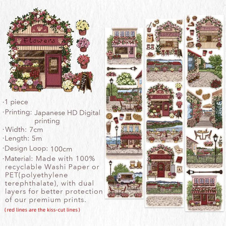 Sticker Pet Tape - Pre-cut 70 mm - Maple Café - 7 - Washi Tape Shop - Tidformera
