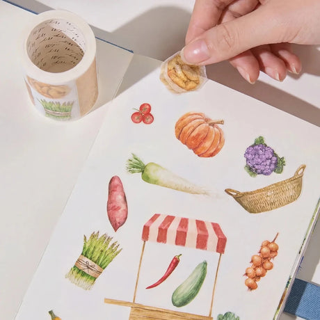 Sticker Pet Tape - Pre-cut 70 mm - Summer Bazaar - 4 - Washi Tape Shop - Tidformera