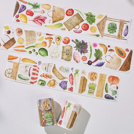 Sticker Pet Tape - Pre-cut 70 mm - Summer Bazaar - 2 - Washi Tape Shop - Tidformera