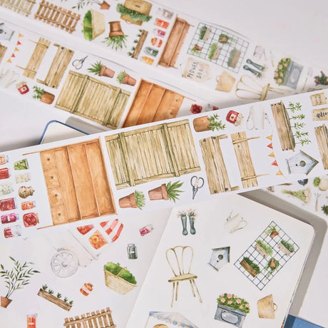 Sticker Pet Tape - Pre-cut 70 mm - Summer Market - 5 - Washi Tape Shop - Tidformera
