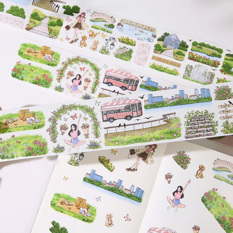 Sticker Pet Tape - Pre-cut 70 mm - Urban Grove - 4 - Washi Tape Shop - Tidformera