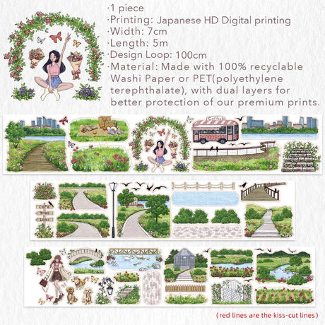 Sticker Pet Tape - Pre-cut 70 mm - Urban Grove - 6 - Washi Tape Shop - Tidformera