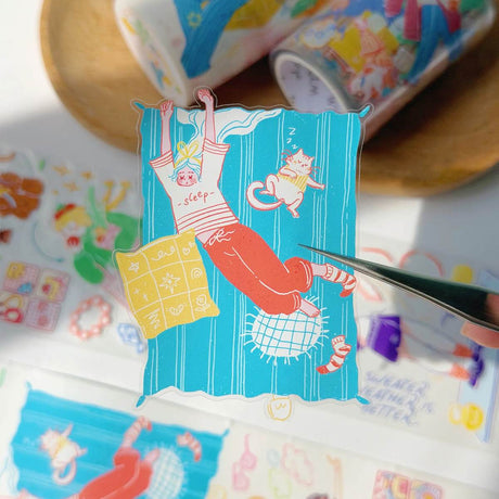 Sticker Pet Tape - Pre-cut - Dopamine Days - 65 mm - 3 - Washi Tape Shop - Tidformera