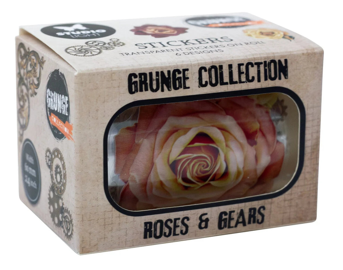 Sticker Pet Tape - Pre - cut - Grunge - Roses & Gears 60 mm - 1 - Studio Light - Tidformera
