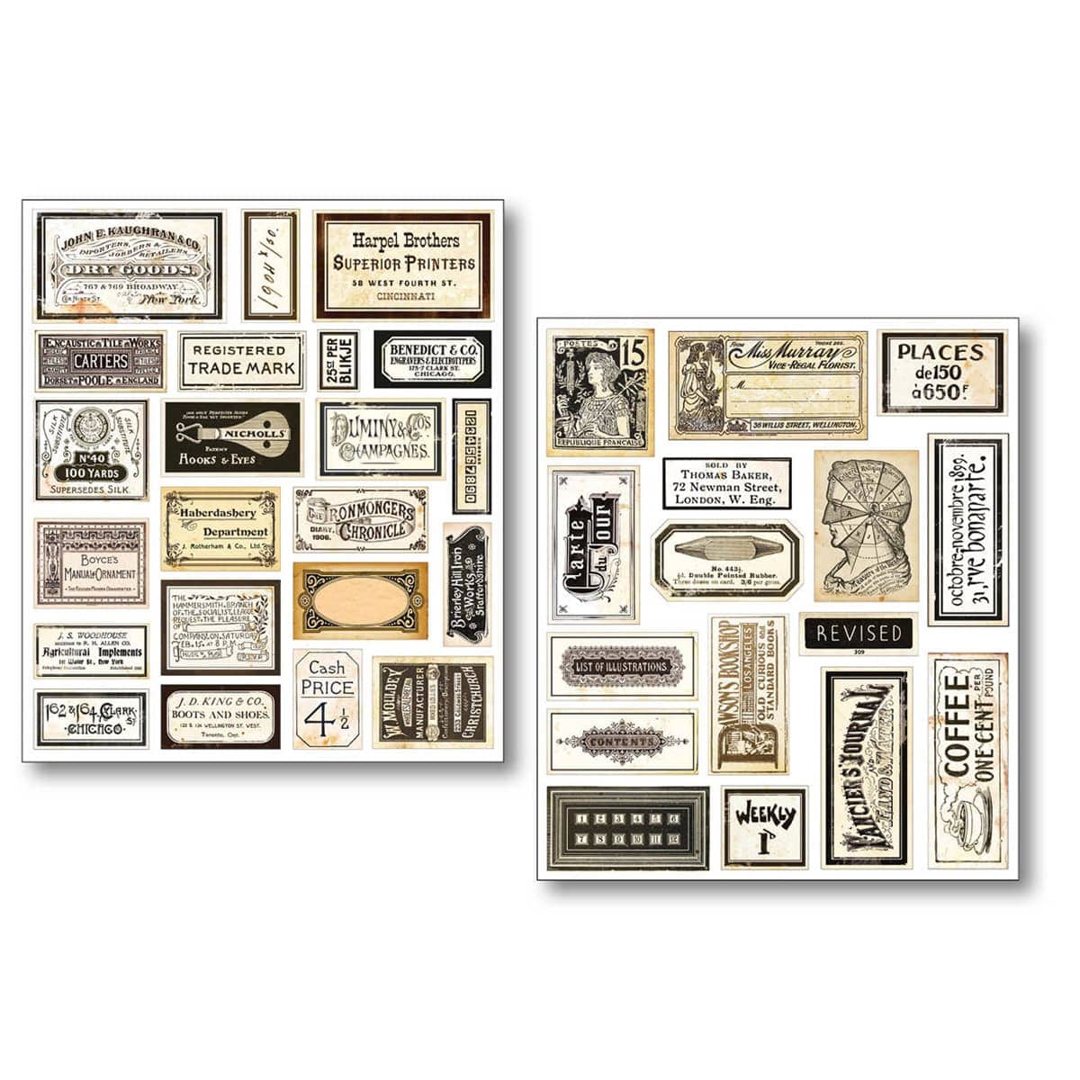 Sticker set 10 - pack - Vintage scripts - 6 - Ciao Bella - Tidformera