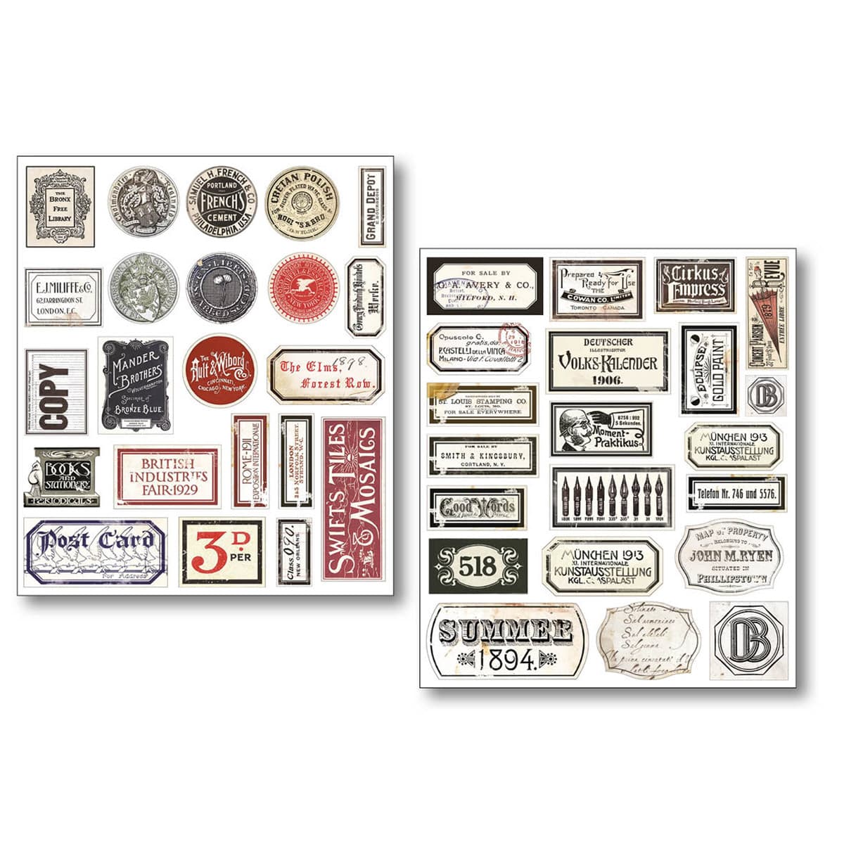Sticker set 10 - pack - Vintage scripts - 4 - Ciao Bella - Tidformera