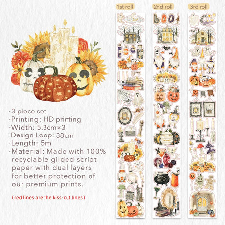Sticker Set Washi Tape - Luminous Haunt - 3-pack - 15 - Washi Tape Shop - Tidformera