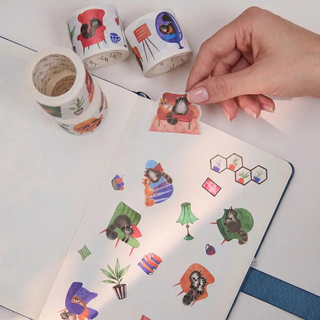 Sticker Set Washi Tape - Paw Parlor - 4-pack - 3 - Washi Tape Shop - Tidformera
