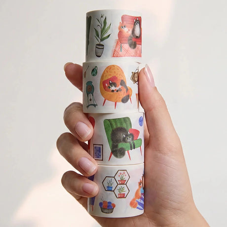 Sticker Set Washi Tape - Paw Parlor - 4-pack - 4 - Washi Tape Shop - Tidformera