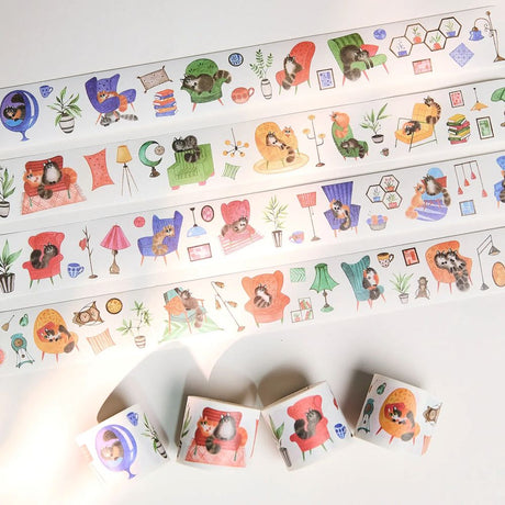 Sticker Set Washi Tape - Paw Parlor - 4-pack - 1 - Washi Tape Shop - Tidformera
