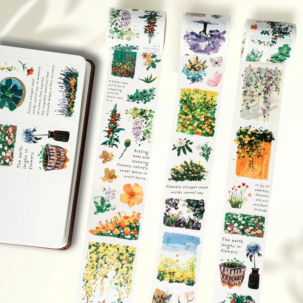 Sticker Set Washi Tape - Spring Oasis - 3-pack  från Washi Tape Shop -  Vårblommiga stickers på rulle i 3-pack. Tidformera