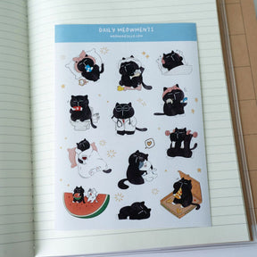 Sticker Sheet - Mocha Cat - Daily Meowments - 1 - CutieSquad - Tidformera