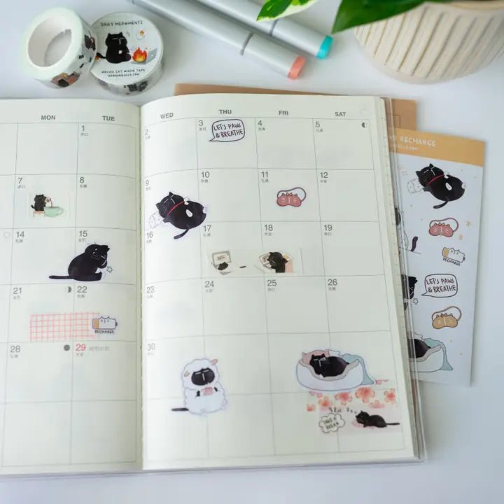 Sticker Sheet - Mocha Cat - Work life (un)balance - 2 - CutieSquad - Tidformera
