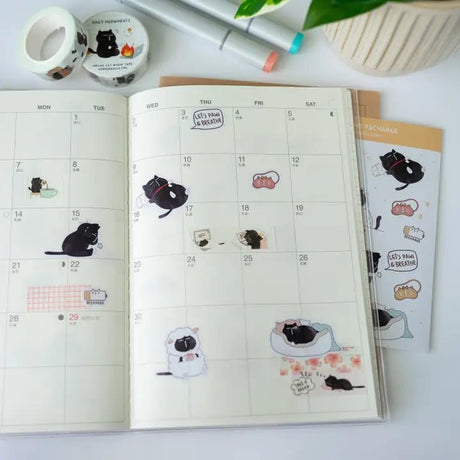Sticker Sheet - Mocha Cat - Work life (un)balance - 2 - CutieSquad - Tidformera