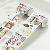 Sticker Washi Tape - Pre - cut - Cats and Books - 70 mm - 3 - Washi Tape Shop - Tidformera