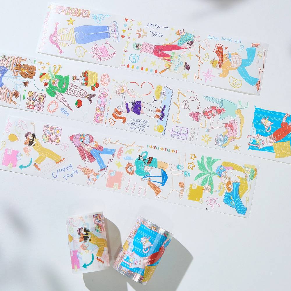 Sticker Washi Tape - Pre-cut - Dopamine Days - 65 mm - 3 - Washi Tape Shop - Tidformera