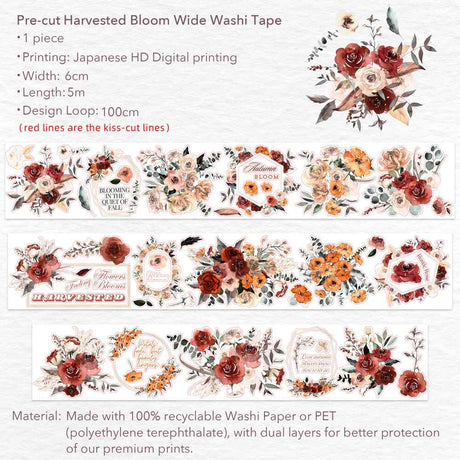 Sticker Washi Tape - Pre - cut - Harvested Bloom - 60 mm - 7 - Washi Tape Shop - Tidformera