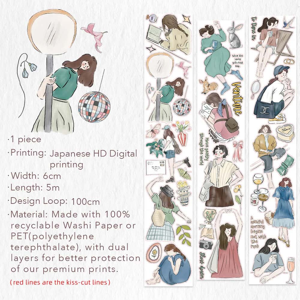 Sticker Washi Tape - Pre - cut - Letter to Myself - 60 mm - 9 - Washi Tape Shop - Tidformera
