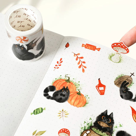 Sticker Washi Tape - Pre - cut - Shadow Paws - 60 mm - 3 - Washi Tape Shop - Tidformera
