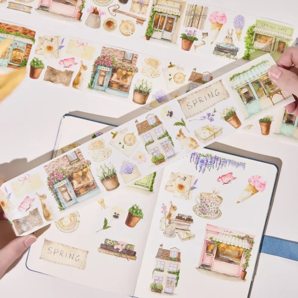 Sticker Washi Tape - Pre - cut - Spring Café - 70 mm - 1 - Washi Tape Shop - Tidformera